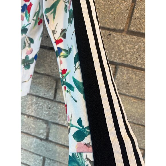 Adidas Womens Floral Print Track Jacket With Black Stripes & Full Zip Closure Si - Picture 6 of 8